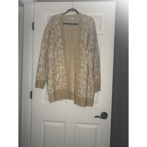 Entro Plus Size Neutral Open Front Cheetah Print Cardigan Sweater 2x